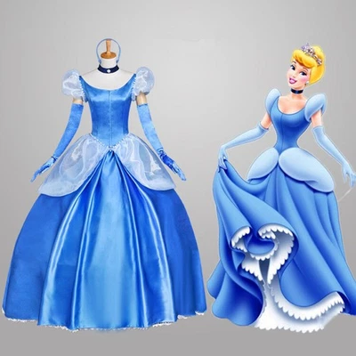 Cenerentola Cenerentola Disney Costume Cosplay Abito da sera lungo + parrucca - Immagine 1 di 4