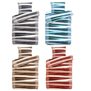 Hochwertige Biber Bettwäsche Baumwolle Streifen 155x220 80x80 - Bild 1 von 19