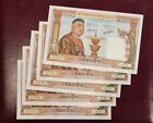 1957 100 Kip Laos 5 x Consecutive numbered notes in Uncirculated condition.