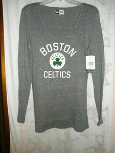 New Era Women's Boston Celtics Grey Logo Long Sleeve T-Shirt Size M - Picture 1 of 3