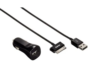 Hama VOITURE USB chargeur adaptateur chargeur 30 broches pour Samsung Galaxy Tab 1 2 note etc - Photo 1/2