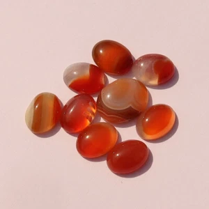 Red Carnelian cabochons for jewellery making | Oval and Round Carnelian cabochon - Picture 1 of 7