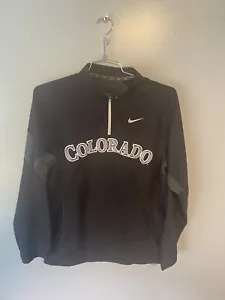 Colorado Rockies Nike MLB Warm-Up Pullover 1/4 Zip Mens Small Black Polyester - Picture 1 of 4