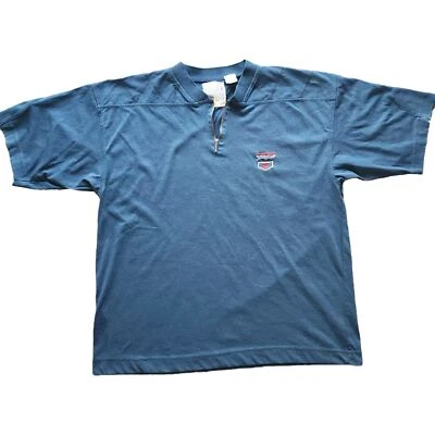 Vintage 90's Trader Bay Blue Short Sleeve Henley Shirt Sz L - Image 1 of 4