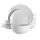18-Piece Dinnerware Set White Ceramic Kitchen Dish Round Dinner Plates Mugs NEW