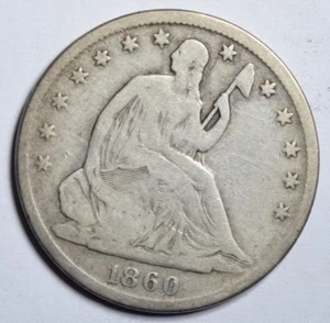 1860-S SEATED LIBERTY HALF DOLLAR ~ NICE PROBLEM-FREE VG/FINE! INV#3 - Picture 1 of 2