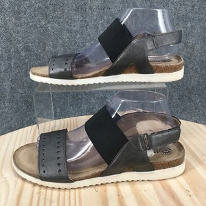 Earth Spirit Sandals Womens 9 Geldron Cushion Slingback Cork Wedge Black Brown - Picture 1 of 16