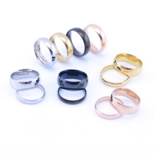Wedding Band Ring Silver 18k Gold High Polished Stainless Steel UNISEX