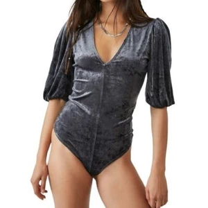 Free People Don't You Wish Velvet Bodysuit SMALL (2001) - Picture 1 of 8