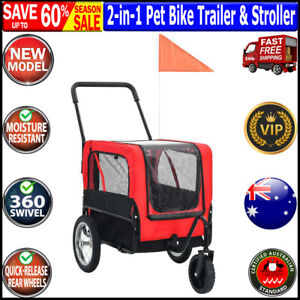 vidaXL 2-in-1 Pet Bike Trailer & Jogging Stroller Red and Black Steel Frame New