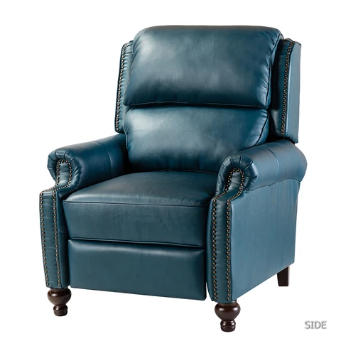 Karat Home Franco Genuine Leather Recliner - Turquoise  MSRP $1799.00 Cover
