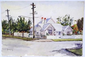 John Flexmore Watercolour, ‘The White House, Gardenvale’, Unframed - Picture 1 of 6