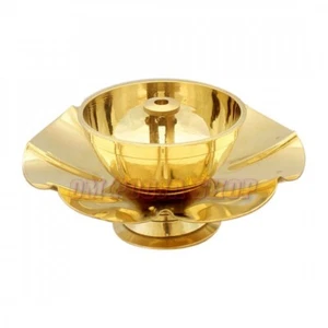 Brass Lotus Diya For Puja Flower Shape Beautiful Design Diya Oil Lamp Ompooja - Picture 1 of 4