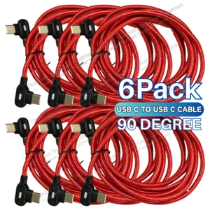 6Pack 6Ft 90 Degree Right Angle PD to Type C Fast Charger Cable Lot For Samsung - Picture 1 of 11