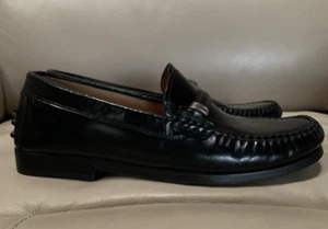 TAGS~Leather Loafers Women's Shoes~Size (37)7 ~Black Flats Handcrafted in Italy~ - Picture 1 of 12