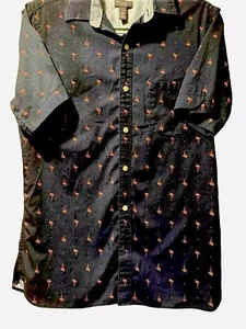Mens Van Heusen Never Tuck Button Up Shirt  Navy Flamingos Small 14-14.5 S - Picture 1 of 4