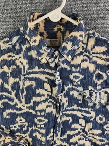 Valentino Italy Linen Cotton Button Up Lightweight Blue Beige Abstract XL Men - Picture 1 of 16