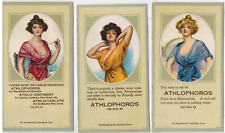 LOT 3 Antique Advertising Ink Blotters Rheumatism Neuralgia Remedy Pretty Ladies