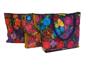 Embroidered Mexican Floral Purse Large (15"x17") | Vibrant Design | Handcrafted - Picture 1 of 8