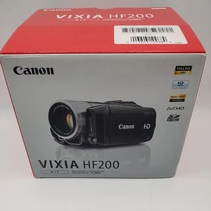 CANON VIXIA HF200 CAMCORDER BOXED HIGH DEFINITION HD DIGITAL CARD VIDEO CAMERA - Picture 1 of 11