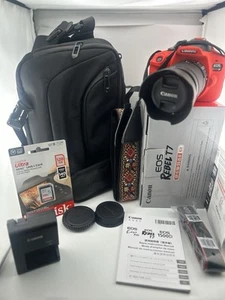 Canon EOS Rebel T7 Kit W/ 18-55 Lens, 2 Straps, Red Cover, Camera Bag, & More! - Picture 1 of 9