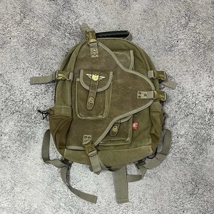 Mochila RARA Diesel Vintage Años 90 Multi-Bolsillo Militar Ejército Cuero Algodón Y2K - Imagen 1 de 24