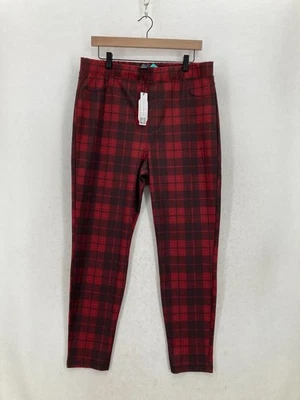Sanctuary Runway Printed Leggings Women's 2XL Red Plaid Stretch Stitch Fix NWT - Image 1 of 4