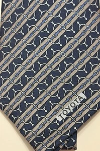 HERMES TIE 733 UA navy blue “Toyota” 100% Silk Tie new in box without tags - Picture 1 of 6