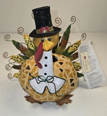 Thanksgiving Turkey Tin Tealight Votive Candle Holder Metal Lantern Centerpiece - Image 1 of 4