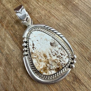 Signed Vernon Begay Navajo Vintage Wild Horse White Turquoise Sterling Pendant - Picture 1 of 7