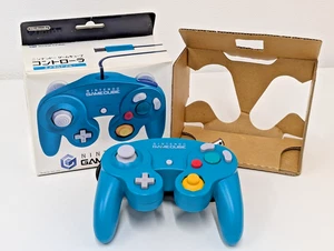 D54 Nintendo GameCube Controller Emerald Blue Inn Box GC DOL-003 JAPAN USED - Picture 1 of 14
