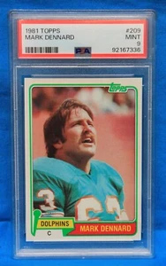 1981 TOPPS # 209 Mark Dennard PSA 9 MINT # 92167336  MIAMI DOLPHINS !!! - Picture 1 of 2