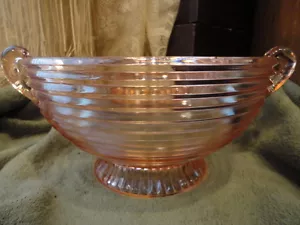 Cuenco para servir fruta grande vintage Pink Depression Glass Manhattan - Imagen 1 de 12