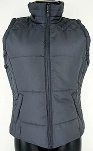 Bongo Medium Womens Puffer Vest Gray Quilted Full Zip Pocket Juniors Jacket New - Picture 1 of 4