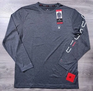 Spyder Shirt Mens Medium Dark Gray Rash Guard Long Sleeve Swimwear - Picture 1 of 7
