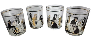 Vintage MCM Culver Cats Double Old Fashioned Gläser 4er Set 22k Goldrand - Bild 1 von 4