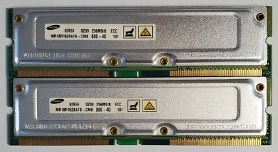Lot 2 Pieces - SAMSUNG MR18R1628AF0-CM8 800-40 RAMBUS ECC 256MB 800MHZ 184-PIN - Image 1 of 2