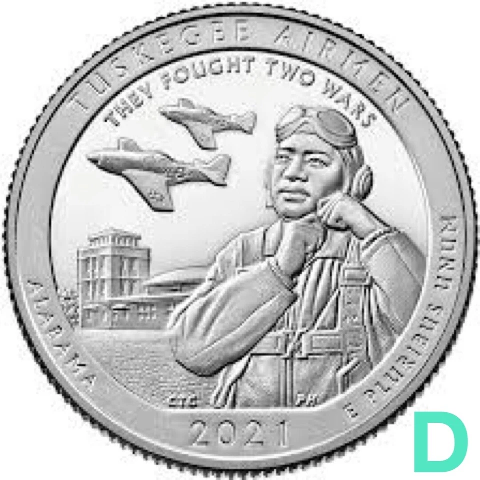 2021 D. Alabama. Tuskegee Airmen. America the Beautiful.Quarter. BU - Image 1 of 1