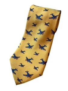 Corbata Temática Ralph Lauren Amarillo Mantequilla Con Aviones Azules Luz Académica Salir - Imagen 1 de 5