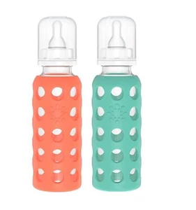 Lifefactory 9oz Glass Baby Bottle Set Papaya Kale BPA Free Dishwasher Safe - Picture 1 of 7