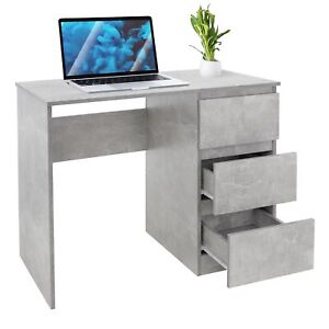 Bureau avec 3 tiroirs table de travail PC moderne gris avec materiel de montage