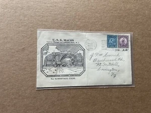 US 1933 Naval Cover+USS Macon +Lakewood Stamp Society Cachet +LA Olympics Stamps - Picture 1 of 2
