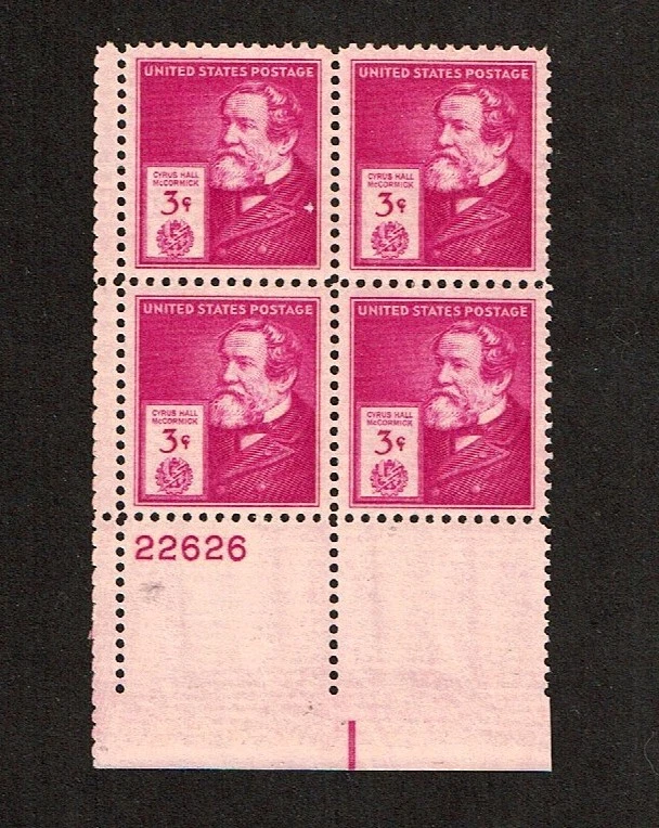 1940 U.S. FAMOUS AMERICANS 3c Violet C. MacCormick Plt#Blk Sc#891 M/NH/OG - Image 1 of 1