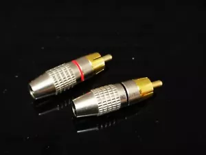 2x RCA Male Plug Connector Non Solder AV Audio Video Locking Cable Plug Adapter - Picture 1 of 5