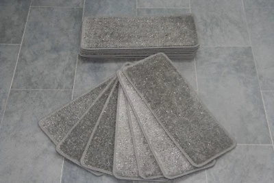 14 Grey Glitter Carpet Stair Treads Stain Free Grey Sparkle Pads! 14 Large Pads - Image 1 of 4