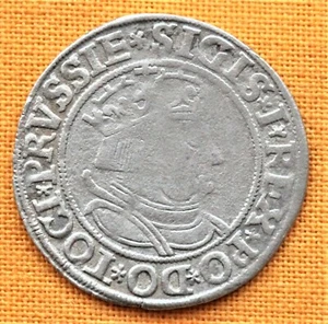 Moneda polaca medieval - plata Segismundo grande, 1534. - Imagen 1 de 2