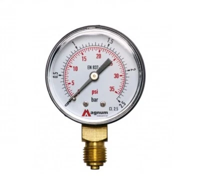 MAGNUM 50mm 0-35 Psi 0-2.5 Bar 1/4" Luftdruck Manometer Druckluftmesser Messgerät