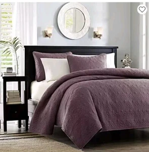 Madison Park Coverlet Set 3pcs Purple Full/ Queen - Picture 1 of 5