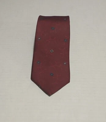 Corbata vintage Hardy Amies para hombre 56"x3" azul borgoña geométrica 100 % seda Londres Foto 1 de 4