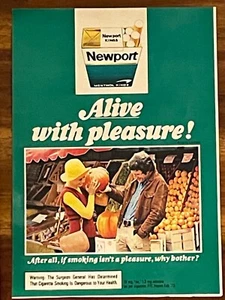 Vintage 1973 Newport Cigarettes Print Ad Alive With Pleasure 5 3/8” x 7 5/8” - Bild 1 von 2